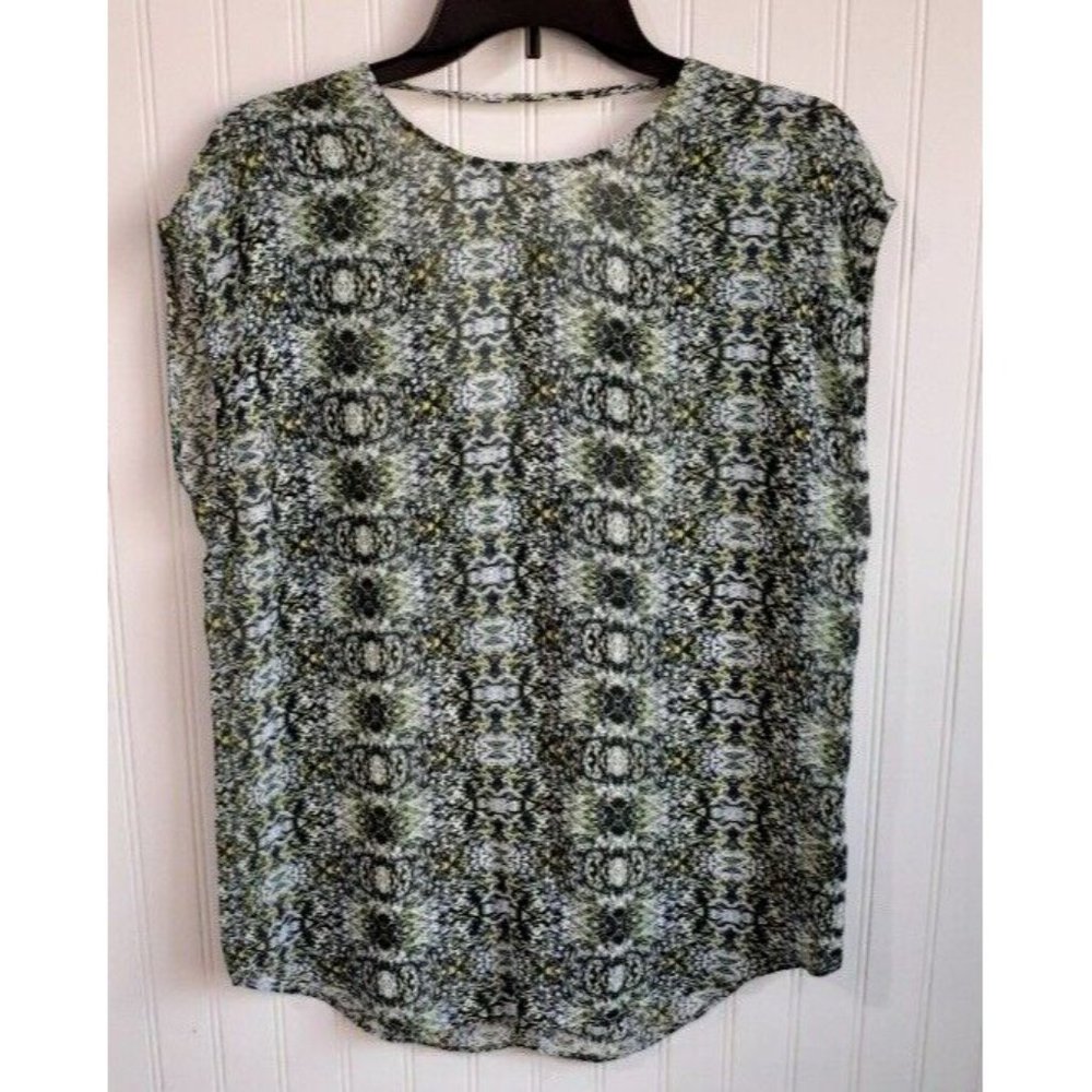 Super Trash‎ Boulevard Sea Shirt Womens Medium  V Back Short Sleeve Blouse Artsy